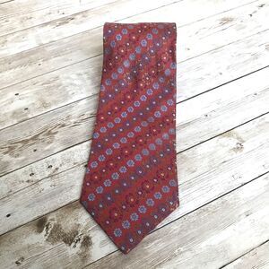 Christian Lacroix Mens Tie Necktie Navy Red Floral 100% Silk Made in Italy